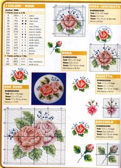 the cross stitch pattern has roses on it