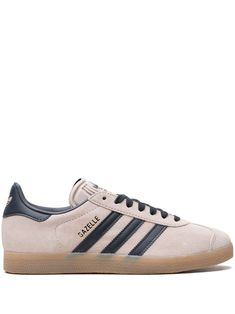 taupe calf suede logo-embossed tongue signature 3-Stripes logo contrasting branded heel counter leather panelling round toe front lace-up fastening branded insole flat rubber sole Adidas Gazelle Women, Black Gums, Sneakers Blue, Flat Boots, Adidas Gazelle, Suede Sneakers, Ballet Flat Shoes, Ski Wear, Pump Sandals