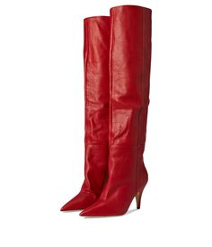 PRICES MAY VARY. Steve Madden Womens Red Leather Knee High Boots, Patent Boots Outfit, Red Knee Boots, Boots For Women Outfits, Wall Of Shoes, Dress With Over The Knee Boots, How To Wear Thigh High Boots, 80s Boots, Red Knee High Boots