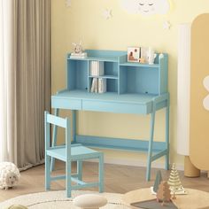 a child's desk and chair in a room