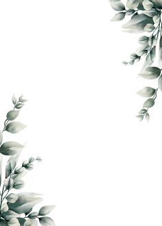 a white background with green leaves and branches on it's sides, as well as an empty space for the text