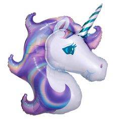 an inflatable balloon shaped like a unicorn's head