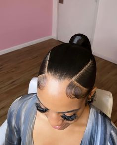 Different Kinds Of Ponytails, Middle Part Short Ponytail Black Women, Zigzag Part Hair Slick Back, Slick Hairstyles With Extensions, Swoop Ponytails For Black Women, Two Side Part Ponytail Weave, Three Way Part Ponytail, Cute Slick Back Ponytail Hairstyles, Drumming Hairstyle