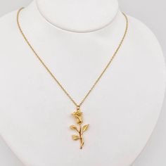 18K Gold Plated Necklace Rose Pendant Necklace Gold & Dainty Adorable Gold Rose Charm Gold Plated Stainless Steel Chain Rose Pendant Necklace, Beauty Gift Card, Jewelry Men, Rose Pendant, Rose Necklace, Golden Rose, Necklace Rose, Luxe Gifts, Gold Plated Necklace