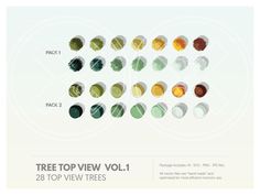 the tree top view vol 1 is shown in various colors