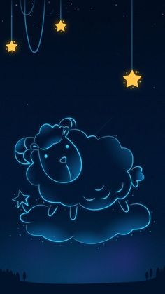 a cartoon sheep is sleeping under the stars