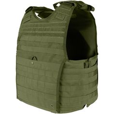 an army green vest with the side flap open