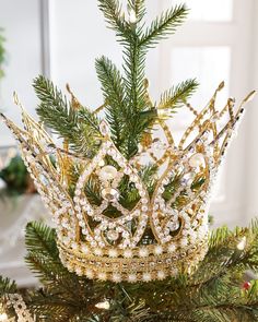 a christmas tree with a crown on it