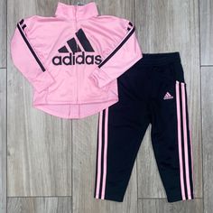 Nwot Adidas Toddler Size 2 Pink And Black Pant And Zip Up Long Sleeve Track Suit Pink Adidas Cotton Set, Adidas Pink Cotton Sets, Adidas Long Sleeve Playwear Sets, Adidas Pink Long Sleeve Sets, Pink Cotton Adidas Sets, Pink Winter Sports Sets, Adidas Pink Playwear Sets, Adidas Fitted Winter Sets, Winter Adidas Fitted Sets