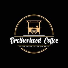 the logo for a coffee shop with an image of a cart and wheels on it