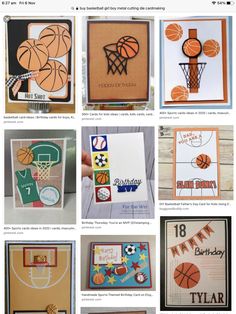 a collage of different cards with basketballs on them and the words happy birthday