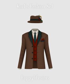 an image of a man's suit and hat with the caption karl's fashion set