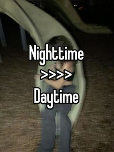 a person sitting in a chair with the words night time and daytime on it