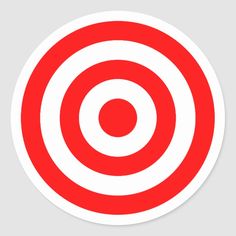 a red and white target sticker