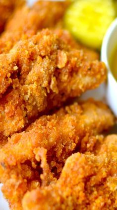 fried food with dipping sauce on the side