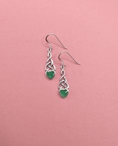 925 Sterling Silver Celtic Earrings with Green Agate Hearts Delivered in Gift Box or Organza Bag. FREE POSTAGE in Australia Celtic Knot Earrings, Celtic Earrings, Knot Earrings, Green Agate, Celtic Knot, Organza Bags, Sterling Silber, Favorite Jewelry, Jewelry Earrings Dangle