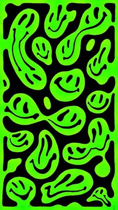 a green and black square with swirls in the shape of an abstract design on it