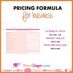 pricing form for business with orange and pink colors on the bottom, and an orange background