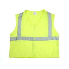 Mutual Industries Gann 3XL lime ANSI class 2 solid flame retardant vest is made of 100 percent modacrylic for comfort and features 2" silver reflective tape. Mutual Industries Gann 3XL lime ANSI class 2 solid flame retardant vest features non-conductive zipper closure for total comfort. Durable vest keeps user visible in dark with its 2" silver reflective tape and complies with ASTM 1506.  3XL.  Flame resistant for life of garment.  Material: 100% modacrylic.  Closure: Zipper.  2" FR reflective Silver Tape, Safety Vest, Reflective Tape, Flame Retardant, Bold Black, Neon Yellow, Black Print, Work Outfit, Sleeveless Top