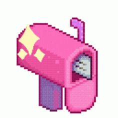 the pixelated pink object has been made to look like it's coming out of an