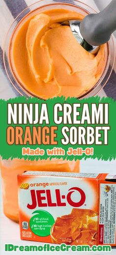 orange sorbet with yogurt in it and an advertisement for jello