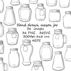 hand drawn mason jars with labels