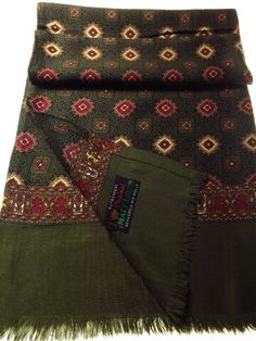 Vintage Retro Mod Scarf Green Red Brown - Tweedmans Red Brown