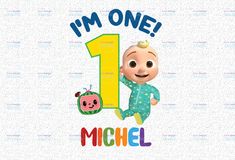 the number one baby's first birthday with an image of a cartoon character on it