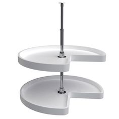 two tiered white cake stand with an umbrella on top