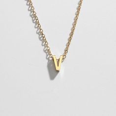 Letter Necklace - V - Biella Vintage Letter V Necklace, V Pendant, V Necklace, Baby Prep, Letter Charm, Vintage Jewelry Box, Necklace Chain Lengths, Letter V, Neck Chain