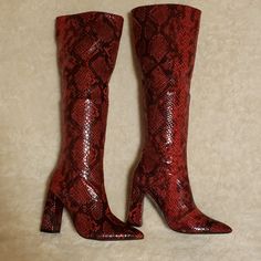 New Unworn, No Box Prima Donna Brand Faux Snakeskin Stretch Fits Tight To Your Legs 20" Tall And 4" Heel Very Rare Find May Have Permanent Marker Small Marks From Inventory Item 0166 Snake Skin Knee Boots, Women Multi Color Snakeskin Boots Knee High, Casual Snake Print Ankle-high Boots, Trendy Ankle-high Snake Print Boots, Brown Snake Print Ankle-high Boots, Tall Boots, Shoes Heels Boots, Snake Skin, Shoes Women Heels