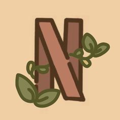 the letter n is made up of plants and leaves on it's letters,