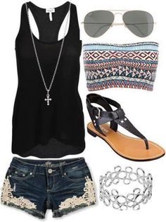 #Fashion #Hot #Outfit. Cute outfit for summer. I would probably pick a different bracelet, though. Women Trends Clothing, Cute Concert Outfits, Concert Outfit Summer, Mode Tips, Gili Trawangan, Chique Outfits, Victoria Secrets, Nike Roshe, Cute Summer Outfits