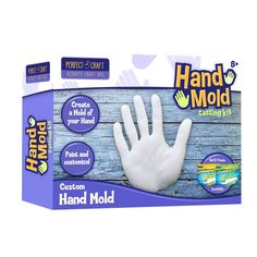 the hand mold is made from foam and has been used to make soaps for hands