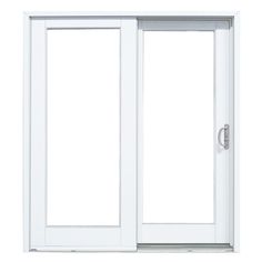 an open sliding glass door on a white background