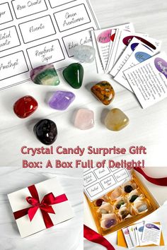 the crystal candy surprise gift box is filled with colorful rocks