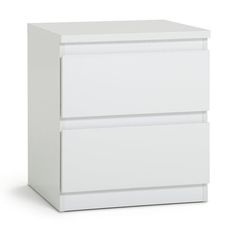 a white file cabinet with two drawers on each side and one drawer at the top