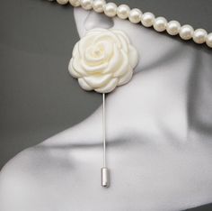 Just only 4cm in diameter, our silk rose is a beautiful and special point for a men outfit #broochpin #giftforhusband Classic White Brooch For Formal Occasions, Classic White Brooches For Formal Occasion, Elegant Cream Brooches For Formal Occasions, White Brooches With Flower Decoration For Formal Occasions, White Flower Decorated Brooches For Formal Occasions, Elegant Handmade Flower Lapel Pin For Weddings, Elegant Handmade Flowers Lapel Pin For Weddings, White Flower Decoration Brooches For Formal Occasion, Formal White Brooches With Flower Decoration