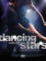 the poster for dancing with the stars shows a young man and woman in blue dress