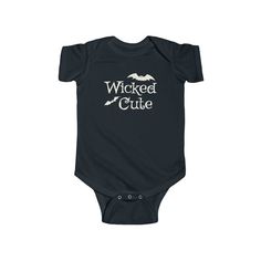 Wicked Cute Dress your baby to the nines with this black 100% gothic cotton bodysuit. It has three snap leg closure for easy changing, a comfortable envelope neckline, and a beautiful, durable print that's bound to make your baby even cooler. 💀 100% soft flexible cotton 💀 Light (5.0 oz/yd² (170 g/m 💀 Tear away label 💀 Comfortable envelope neckline 💀 Three snap leg closure 💀 Black color only 💀 666% cool Goth Baby Clothes, Gothic Baby, Body Noir, Royal Yellow, Goth Baby, Baby First Halloween, Personalized Onesie, Cadeau Baby Shower, Newborn Onesies