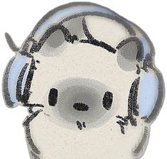 a drawing of a cow with headphones on