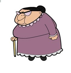 an old woman with glasses and a cane