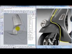 a computer screen showing an image of a motorbike and the 3d design process