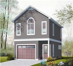 this is an artist's rendering of a two - story house with garages