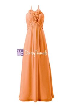 an orange bridesmaid dress with flowers on it