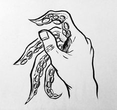 a drawing of a hand holding something in it's palm