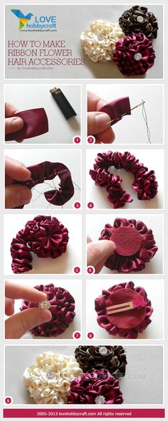 step by step instructions on how to make a hair scrunch with ribbon and fabric