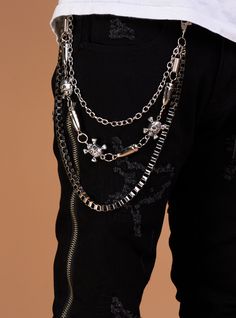 Upgrade your denim game with the Politics Chain Bullets And Skulls in Silver . This durable and stylish accessory is the perfect addition to any pair of jeans. Chain For Jeans, Pants Jewelry, Chain Jeans, Jeans Chain, Pant Chains, Stylish Accessories, Black And White, Collage, Chain