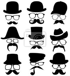 the silhouettes of hats, glasses and mustaches