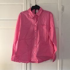 Nwt Poplin Pink Shirt. Perfect Layer For All Seasons. Size Medium, Measurements In Photos. H&m Tops With Button Closure For Daywear, H&m Spring Button-up Shirt, H&m Spring Shirt With Buttons, Classic Spring Blouse By H&m, Classic H&m Spring Blouse, H&m Spring Shirt, H&m Shirt With Button Closure For Spring, H&m Button Closure Shirt For Spring, Classic H&m Blouse For Spring